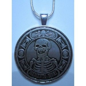 Memento Mori The Last Laugh  24+ Inch Sterling Silver Necklace, Coin Pendant